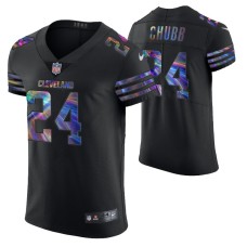 Cleveland Browns Nick Chubb Jersey Golden Edition Holographic Vapor Elite Black