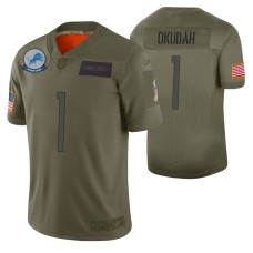 Lions Jeff Okudah 2019 Salute to Service #1 Olive Limited Jersey