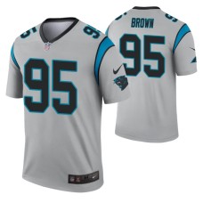 Men Derrick Brown Carolina Panthers Jersey Silver Inverted Legend