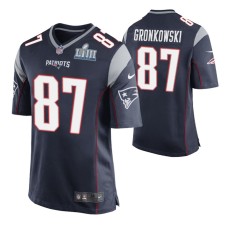 Men New England Patriots Rob Gronkowski Super Bowl LIII Nike Game Jersey Navy