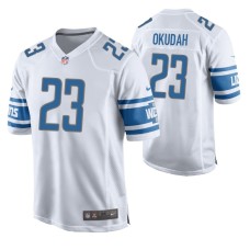 Detroit Lions Jeff Okudah #23 White Game Jersey