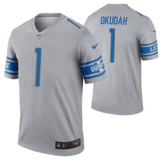 Men Jeff Okudah Detroit Lions Jersey Gray Inverted Legend