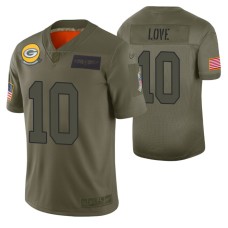 Packers Jordan Love 2019 Salute to Service #10 Olive Limited Jersey