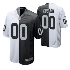 Men Las Vegas Raiders Custom #00 Split Black White Two Tone Game Jersey