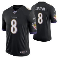 Men Baltimore Ravens Lamar Jackson Black 100th Season Limited Jersey