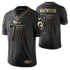 Los Angeles Rams Andrew Whitworth 100th Season Jersey Black Gold Logo Edition