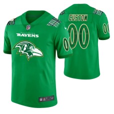 Men Baltimore Ravens Custom Kelly Green St. Patrick Day Jersey