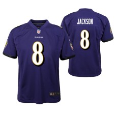 Youth Baltimore Ravens Lamar Jackson #8 Game Purple Jersey