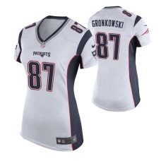 Women New England Patriots #87 Rob Gronkowski White Nike Game Jersey