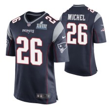 Men New England Patriots Sony Michel Super Bowl LIII Nike Game Jersey Navy