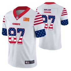 Kansas City Chiefs Travis Kelce White Independence Day Vapor Limited Jersey