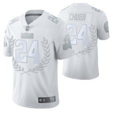 Cleveland Browns #24 Nick Chubb Vapor Limited White Platinum Jersey