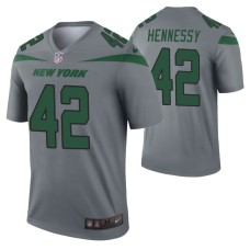 Men Thomas Hennessy New York Jets Jersey Gray Inverted Legend Edition