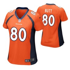 Women Denver Broncos #80 Jake Butt Orange Nike Game Jersey