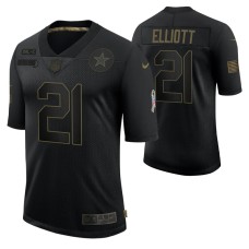 Dallas Cowboys #21 Ezekiel Elliott Black 2020 Salute To Service Limited Jersey