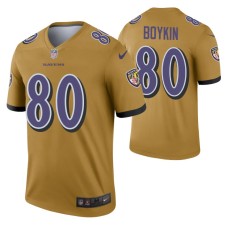 Men Miles Boykin Baltimore Ravens Jersey Gold Inverted Legend Edition