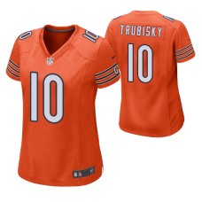 Women Chicago Bears #10 Mitchell Trubisky Orange Nike Game Jersey