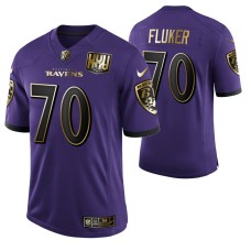 Ravens #70 D.J. Fluker 25th Anniversary Purple Speed Machine Golden Limited Jersey