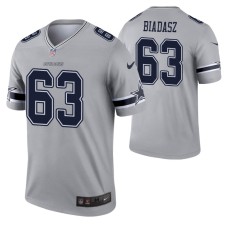 Men #63 Tyler Biadasz Dallas Cowboys Gray Inverted Legend Jersey