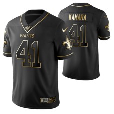 New Orleans Saints Alvin Kamara 100th Season Jersey Black Gold Logo Edition