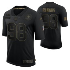 Sheldon Rankins No. 98 New Orleans Saints Black Salute To Service 2020 Limited Jersey