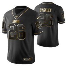 New York Giants Saquon Barkley 100th Season Jersey Black Gold Logo Edition