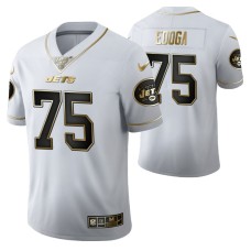 New York Jets Chuma Edoga 100th Season Jersey White Vapor Limited Golden Edition