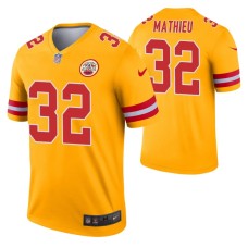 Men Tyrann Mathieu Kansas City Chiefs Jersey Gold Inverted Legend Edition