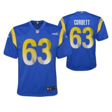 Youth Los Angeles Rams Austin Corbett Game #63 Royal Jersey