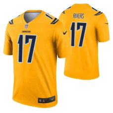 Men Philip Rivers Los Angeles Chargers Jersey Gold Inverted Legend Edition