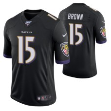 Men Baltimore Ravens Marquise Brown Black 100th Season Limited Jersey