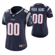 New England Patriots Custom Navy NFL 100 Vapor Limited Women Jersey