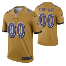 Men Custom Kansas City Chiefs Jersey Gold Inverted Legend Edition