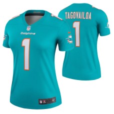 Women Tua Tagovailoa #1 Miami Dolphins Aqua Legend Jersey