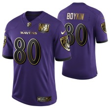 Ravens #80 Miles Boykin 25th Anniversary Purple Speed Machine Golden Limited Jersey