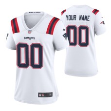 Women New England Patriots Custom #00 Game White Jersey