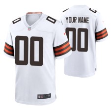 Custom Cleveland Browns White Game Jersey Men