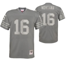 Men San Francisco 49ers Joe Montana Metal Replica Charcoal Jersey