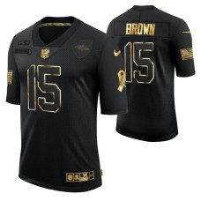 Men Baltimore Ravens No. 15 Marquise Brown Golden Limited Black Jersey