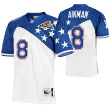 1994 Pro Bowl Dallas Cowboys #8 Troy Aikman White Blue NFC Authentic Jersey