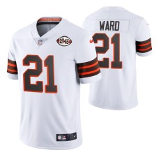 Denzel Ward #21 Vapor Limited White 75th Anniversary Throwback Cleveland Browns Jersey