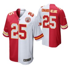 Men Kansas City Chiefs Clyde Edwards-Helaire #25 Split Red White Two Tone Game Jersey