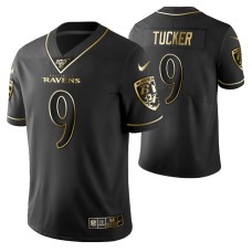 Baltimore Ravens Justin Tucker 100th Season Jersey Black Gold Logo Edition