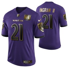 Ravens #21 Mark Ingram II 25th Anniversary Purple Speed Machine Golden Limited Jersey