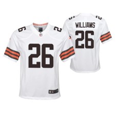 Youth Cleveland Browns Greedy Williams Game #26 White Jersey