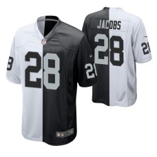 Men Las Vegas Raiders Josh Jacobs #28 Split Black White Two Tone Game Jersey