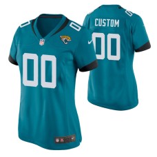 Women Jacksonville Jaguars #00 Custom Teal Nike Game Jersey