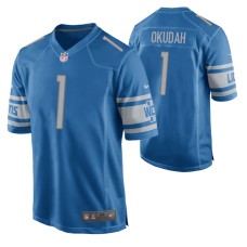 Jeff Okudah Lions 2020 NFL Draft Men Blue Game Jersey