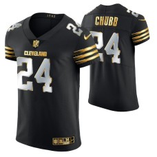 Men Cleveland Browns Nick Chubb Golden Edition Black Vapor Elite Jersey