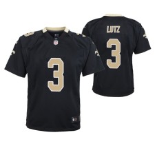 Youth New Orleans Saints #3 Wil Lutz Black Nike Team Color Game Jersey